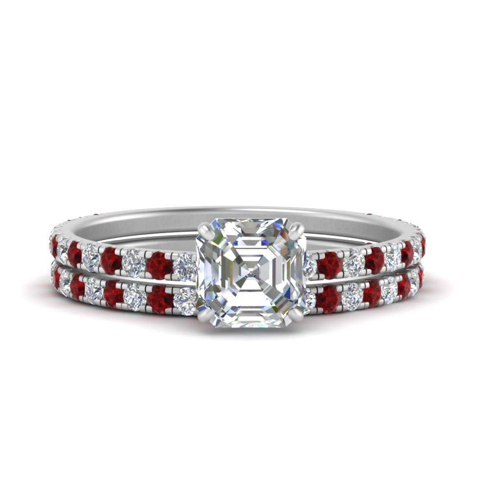 three-quarter-asscher-cut-diamond-gallery-bridal-ring-set-with-ruby-in-FD9168ASGRUDRANGLE3-NL-WG