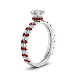 Load image into Gallery viewer, three-quarter-asscher-cut-diamond-gallery-bridal-ring-set-with-ruby-in-FD9168ASGRUDRANGLE3-NL-WG