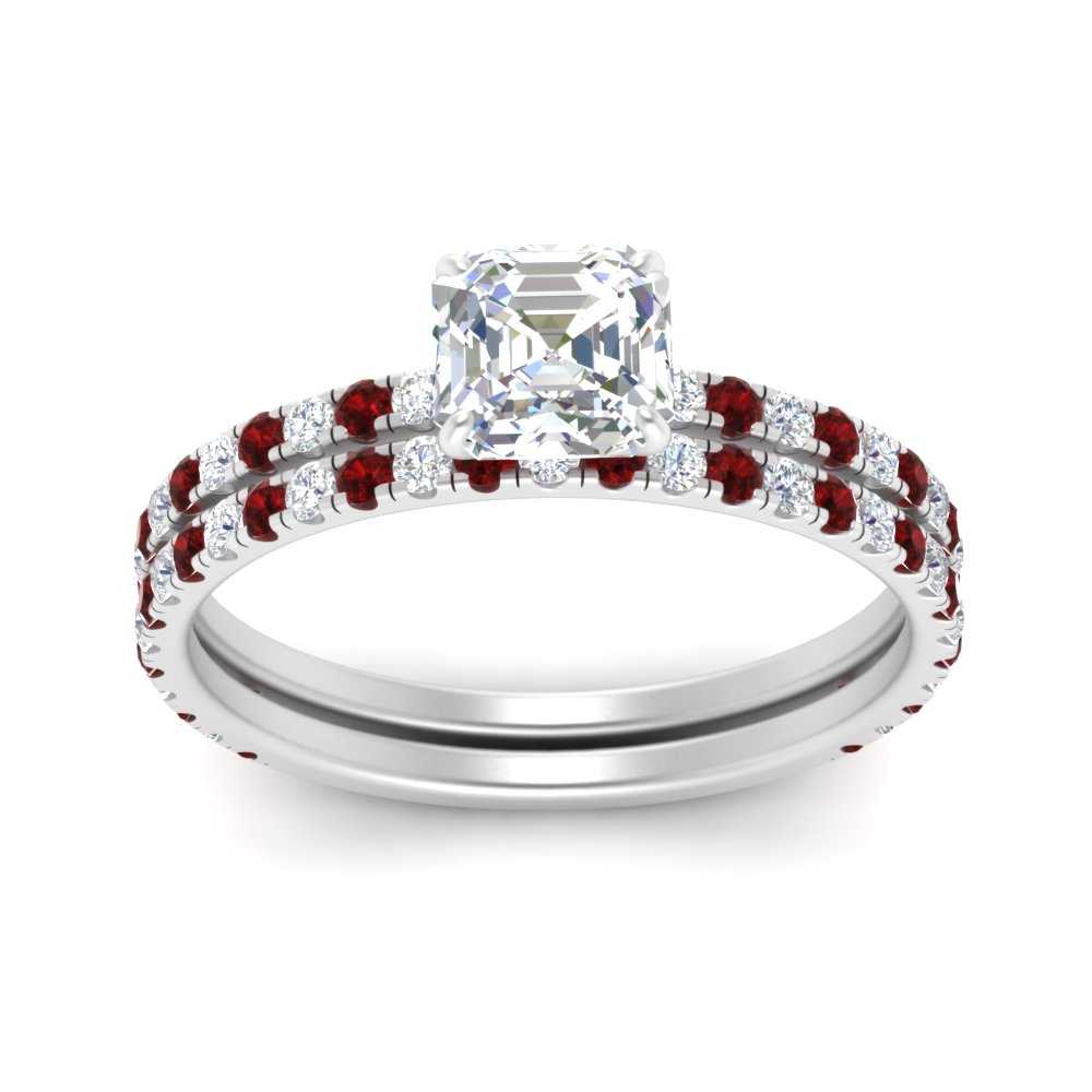 three-quarter-asscher-cut-diamond-gallery-bridal-ring-set-with-ruby-in-FD9168ASGRUDRANGLE3-NL-WG