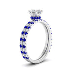 Load image into Gallery viewer, three-quarter-asscher-cut-diamond-gallery-bridal-ring-set-with-sapphire-in-FD9168ASGSABLANGLE3-NL-WG