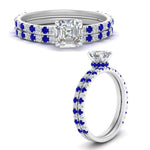 Load image into Gallery viewer, three-quarter-asscher-cut-diamond-gallery-bridal-ring-set-with-sapphire-in-FD9168ASGSABLANGLE3-NL-WG

