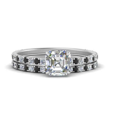three-quarter-asscher-cut-gallery-bridal-ring-set-with-black-diamond-in-FD9168ASGBLACKANGLE3-NL-WG