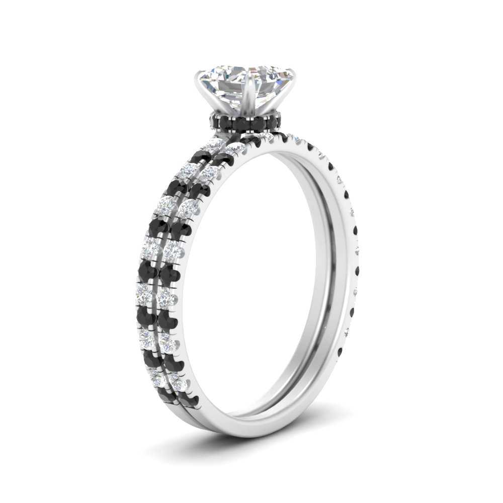 three-quarter-asscher-cut-gallery-bridal-ring-set-with-black-diamond-in-FD9168ASGBLACKANGLE3-NL-WG