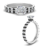 Load image into Gallery viewer, three-quarter-asscher-cut-gallery-bridal-ring-set-with-black-diamond-in-FD9168ASGBLACKANGLE3-NL-WG
