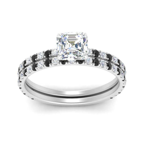 three-quarter-asscher-cut-gallery-bridal-ring-set-with-black-diamond-in-FD9168ASGBLACKANGLE3-NL-WG