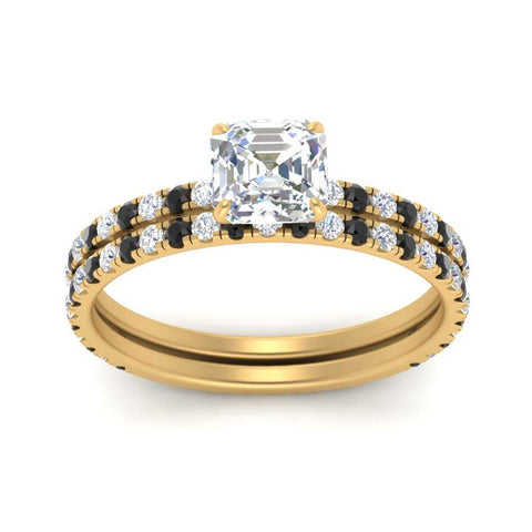 three-quarter-asscher-cut-gallery-bridal-ring-set-with-black-diamond-in-FD9168ASGBLACKANGLE3-NL-YG