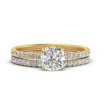 Load image into Gallery viewer, three-quarter-cushion-cut-diamond-gallery-bridal-ring-set-in-FD9168CUANGLE3-NL-YG