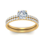 Load image into Gallery viewer, three-quarter-cushion-cut-diamond-gallery-bridal-ring-set-in-FD9168CUANGLE3-NL-YG