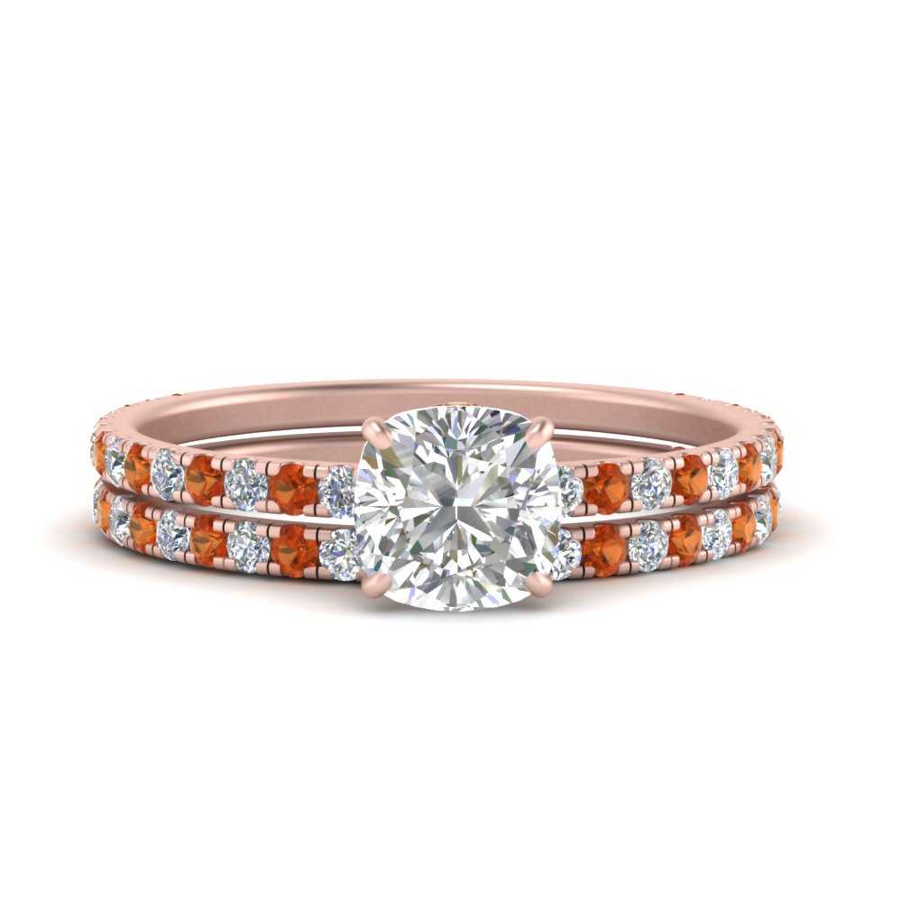 three-quarter-cushion-cut-diamond-gallery-bridal-ring-set-with-orange-sapphire-in-FD9168CUGSAORANGLE3-NL-RG