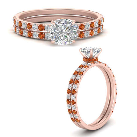 three-quarter-cushion-cut-diamond-gallery-bridal-ring-set-with-orange-sapphire-in-FD9168CUGSAORANGLE3-NL-RG
