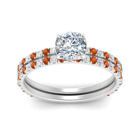 three-quarter-cushion-cut-diamond-gallery-bridal-ring-set-with-orange-sapphire-in-FD9168CUGSAORANGLE3-NL-WG