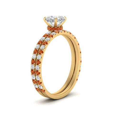 three-quarter-cushion-cut-diamond-gallery-bridal-ring-set-with-orange-sapphire-in-FD9168CUGSAORANGLE3-NL-YG