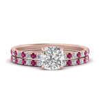 Load image into Gallery viewer, three-quarter-cushion-cut-diamond-gallery-bridal-ring-set-with-pink-sapphire-in-FD9168CUGSADRPIANGLE3-NL-RG