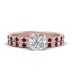 Load image into Gallery viewer, three-quarter-cushion-cut-diamond-gallery-bridal-ring-set-with-ruby-in-FD9168CUGRUDRANGLE3-NL-RG

