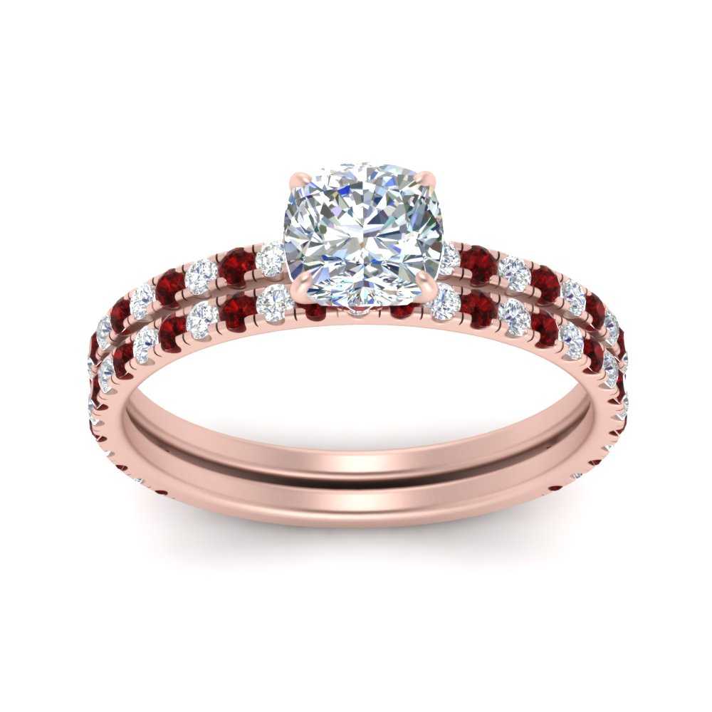 three-quarter-cushion-cut-diamond-gallery-bridal-ring-set-with-ruby-in-FD9168CUGRUDRANGLE3-NL-RG