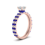 Load image into Gallery viewer, three-quarter-cushion-cut-diamond-gallery-bridal-ring-set-with-sapphire-in-FD9168CUGSABLANGLE3-NL-RG