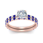Load image into Gallery viewer, three-quarter-cushion-cut-diamond-gallery-bridal-ring-set-with-sapphire-in-FD9168CUGSABLANGLE3-NL-RG