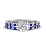 Load image into Gallery viewer, three-quarter-cushion-cut-diamond-gallery-bridal-ring-set-with-sapphire-in-FD9168CUGSABLANGLE3-NL-WG