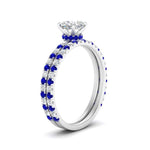 Load image into Gallery viewer, three-quarter-cushion-cut-diamond-gallery-bridal-ring-set-with-sapphire-in-FD9168CUGSABLANGLE3-NL-WG