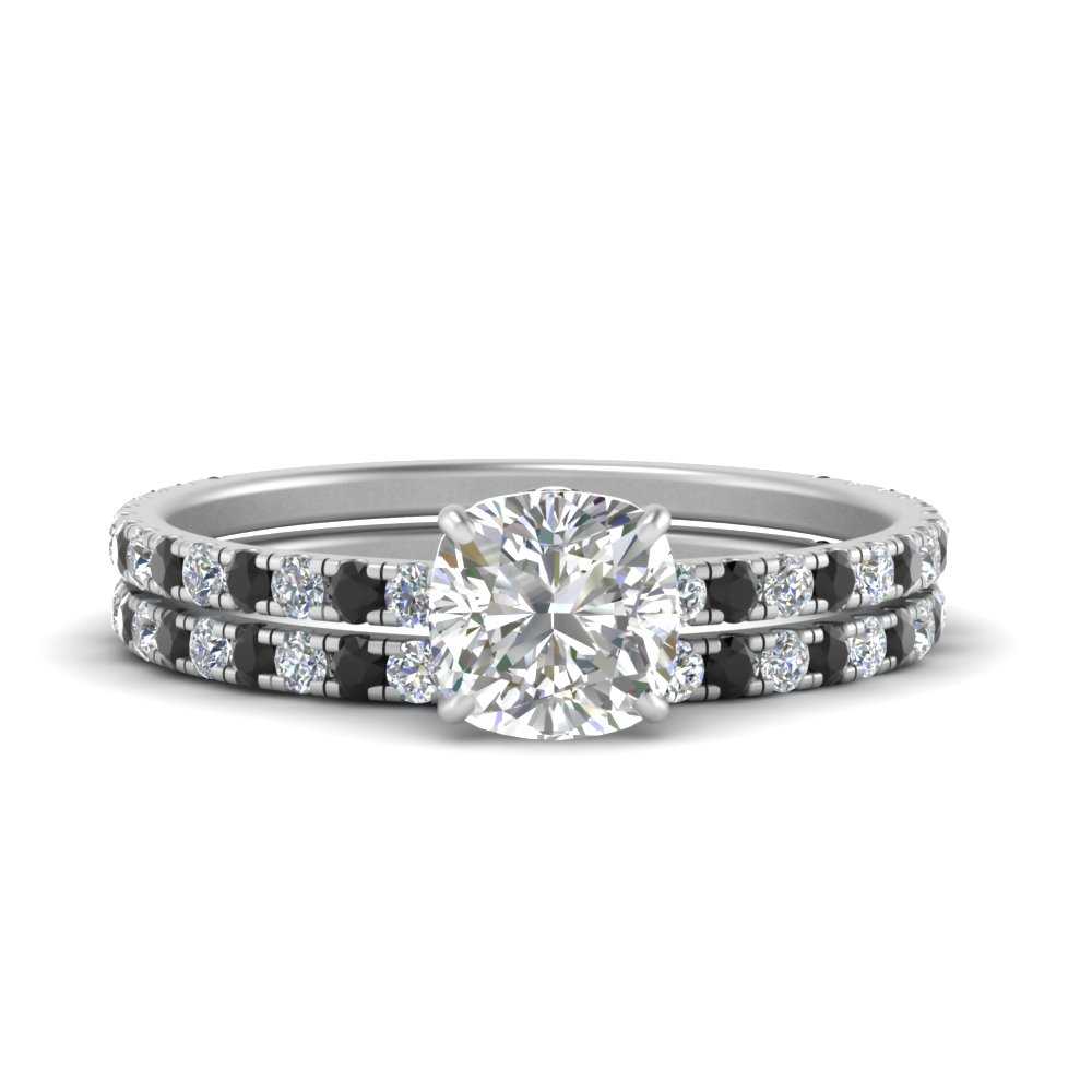 three-quarter-cushion-cut-gallery-bridal-ring-set-with-black-diamond-in-FD9168CUGBLACKANGLE3-NL-WG