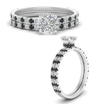 Load image into Gallery viewer, three-quarter-cushion-cut-gallery-bridal-ring-set-with-black-diamond-in-FD9168CUGBLACKANGLE3-NL-WG
