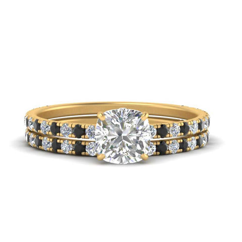 three-quarter-cushion-cut-gallery-bridal-ring-set-with-black-diamond-in-FD9168CUGBLACKANGLE3-NL-YG