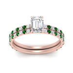 Load image into Gallery viewer, three-quarter-emerald-cut-diamond-gallery-bridal-ring-set-with-emerald-in-FD9168EMGEMGRANGLE3-NL-RG