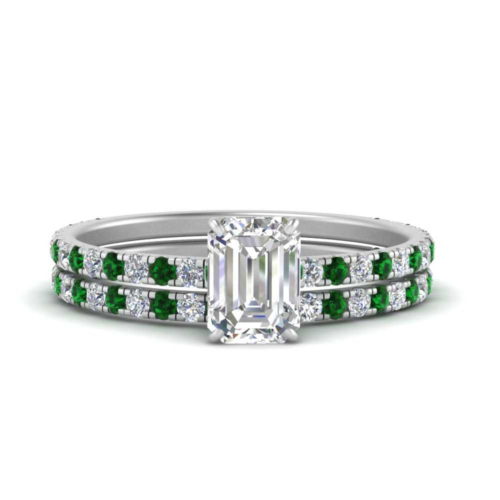 three-quarter-emerald-cut-diamond-gallery-bridal-ring-set-with-emerald-in-FD9168EMGEMGRANGLE3-NL-WG