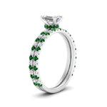 Load image into Gallery viewer, three-quarter-emerald-cut-diamond-gallery-bridal-ring-set-with-emerald-in-FD9168EMGEMGRANGLE3-NL-WG