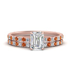Load image into Gallery viewer, three-quarter-emerald-cut-diamond-gallery-bridal-ring-set-with-orange-sapphire-in-FD9168EMGSAORANGLE3-NL-RG