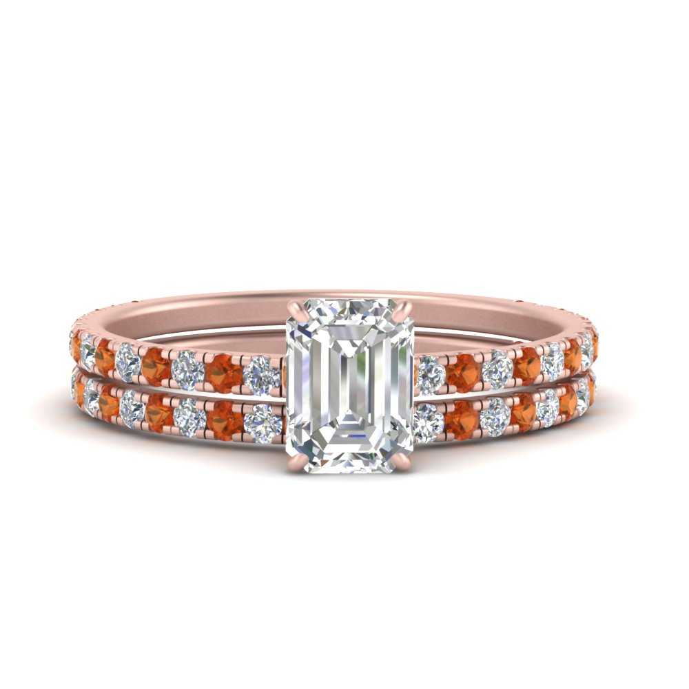 three-quarter-emerald-cut-diamond-gallery-bridal-ring-set-with-orange-sapphire-in-FD9168EMGSAORANGLE3-NL-RG