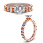 Load image into Gallery viewer, three-quarter-emerald-cut-diamond-gallery-bridal-ring-set-with-orange-sapphire-in-FD9168EMGSAORANGLE3-NL-RG