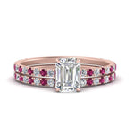 Load image into Gallery viewer, three-quarter-emerald-cut-diamond-gallery-bridal-ring-set-with-pink-sapphire-in-FD9168EMGSADRPIANGLE3-NL-RG