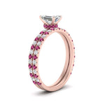 Load image into Gallery viewer, three-quarter-emerald-cut-diamond-gallery-bridal-ring-set-with-pink-sapphire-in-FD9168EMGSADRPIANGLE3-NL-RG