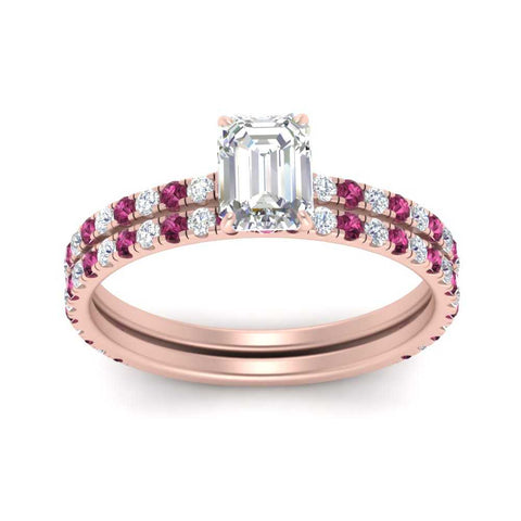 three-quarter-emerald-cut-diamond-gallery-bridal-ring-set-with-pink-sapphire-in-FD9168EMGSADRPIANGLE3-NL-RG