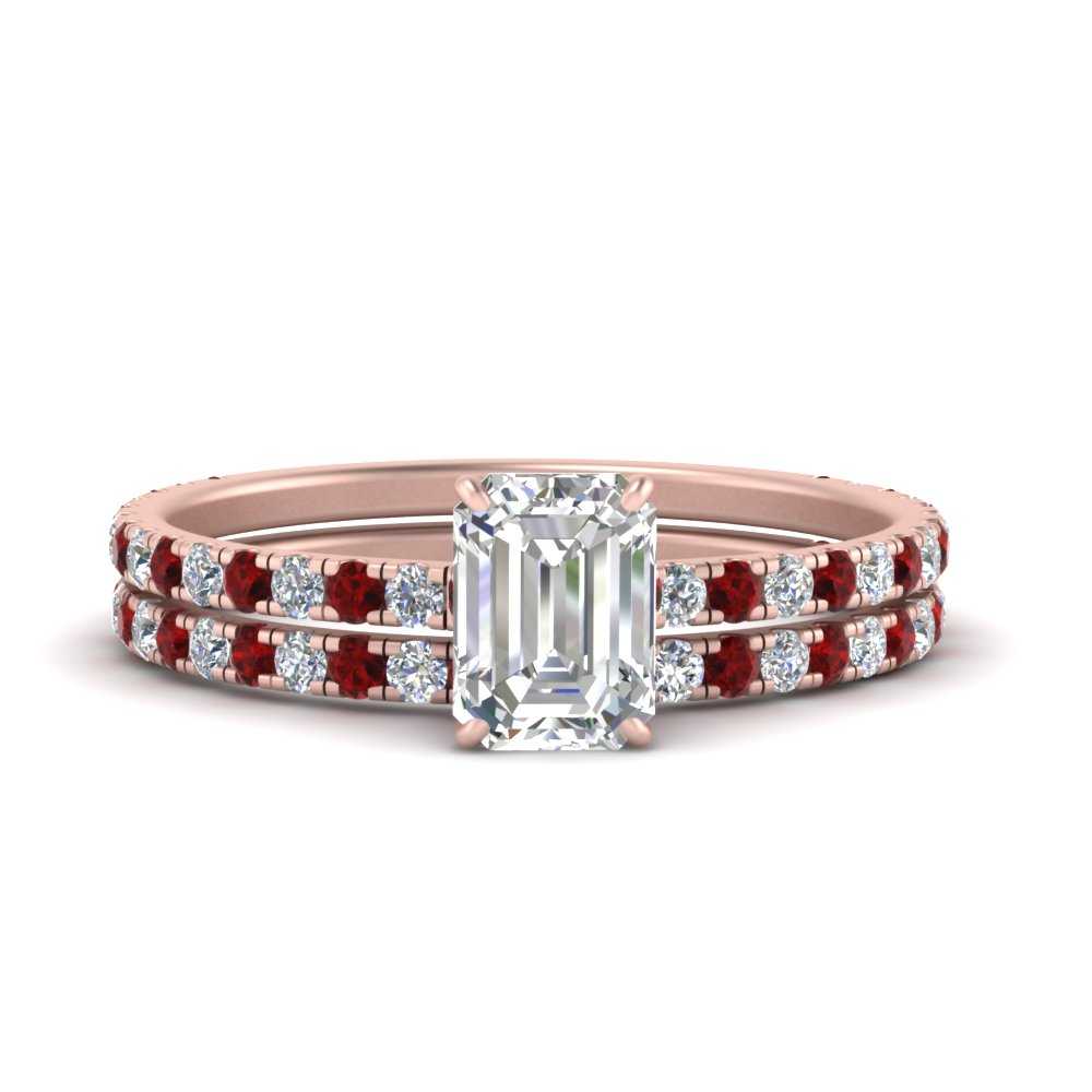 three-quarter-emerald-cut-diamond-gallery-bridal-ring-set-with-ruby-in-FD9168EMGRUDRANGLE3-NL-RG