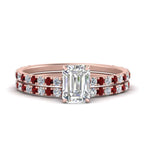 Load image into Gallery viewer, three-quarter-emerald-cut-diamond-gallery-bridal-ring-set-with-ruby-in-FD9168EMGRUDRANGLE3-NL-RG