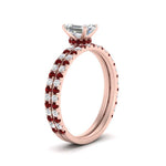 Load image into Gallery viewer, three-quarter-emerald-cut-diamond-gallery-bridal-ring-set-with-ruby-in-FD9168EMGRUDRANGLE3-NL-RG