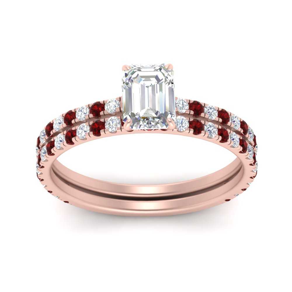 three-quarter-emerald-cut-diamond-gallery-bridal-ring-set-with-ruby-in-FD9168EMGRUDRANGLE3-NL-RG