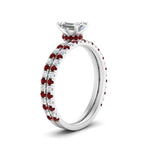 Load image into Gallery viewer, three-quarter-emerald-cut-diamond-gallery-bridal-ring-set-with-ruby-in-FD9168EMGRUDRANGLE3-NL-WG