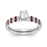 Load image into Gallery viewer, three-quarter-emerald-cut-diamond-gallery-bridal-ring-set-with-ruby-in-FD9168EMGRUDRANGLE3-NL-WG