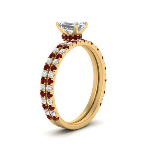 three-quarter-emerald-cut-diamond-gallery-bridal-ring-set-with-ruby-in-FD9168EMGRUDRANGLE3-NL-YG