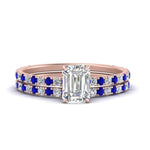 Load image into Gallery viewer, three-quarter-emerald-cut-diamond-gallery-bridal-ring-set-with-sapphire-in-FD9168EMGSABLANGLE3-NL-RG