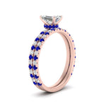 Load image into Gallery viewer, three-quarter-emerald-cut-diamond-gallery-bridal-ring-set-with-sapphire-in-FD9168EMGSABLANGLE3-NL-RG
