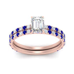 Load image into Gallery viewer, three-quarter-emerald-cut-diamond-gallery-bridal-ring-set-with-sapphire-in-FD9168EMGSABLANGLE3-NL-RG