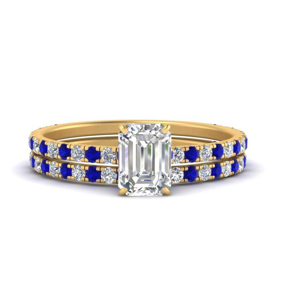 three-quarter-emerald-cut-diamond-gallery-bridal-ring-set-with-sapphire-in-FD9168EMGSABLANGLE3-NL-YG