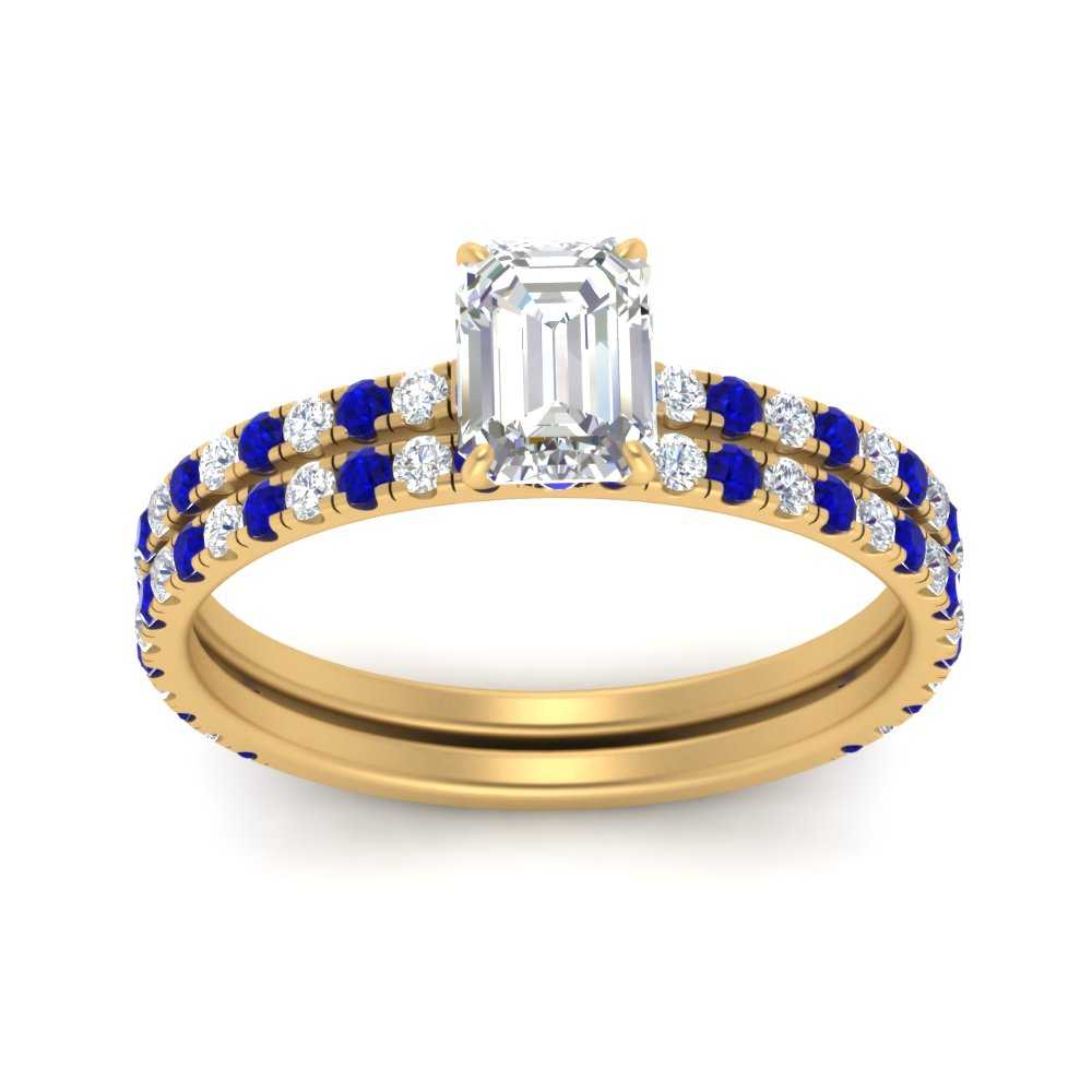 three-quarter-emerald-cut-diamond-gallery-bridal-ring-set-with-sapphire-in-FD9168EMGSABLANGLE3-NL-YG