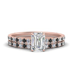 Load image into Gallery viewer, three-quarter-emerald-cut-gallery-bridal-ring-set-with-black-diamond-in-FD9168EMGBLACKANGLE3-NL-RG