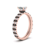 Load image into Gallery viewer, three-quarter-emerald-cut-gallery-bridal-ring-set-with-black-diamond-in-FD9168EMGBLACKANGLE3-NL-RG