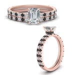 Load image into Gallery viewer, three-quarter-emerald-cut-gallery-bridal-ring-set-with-black-diamond-in-FD9168EMGBLACKANGLE3-NL-RG